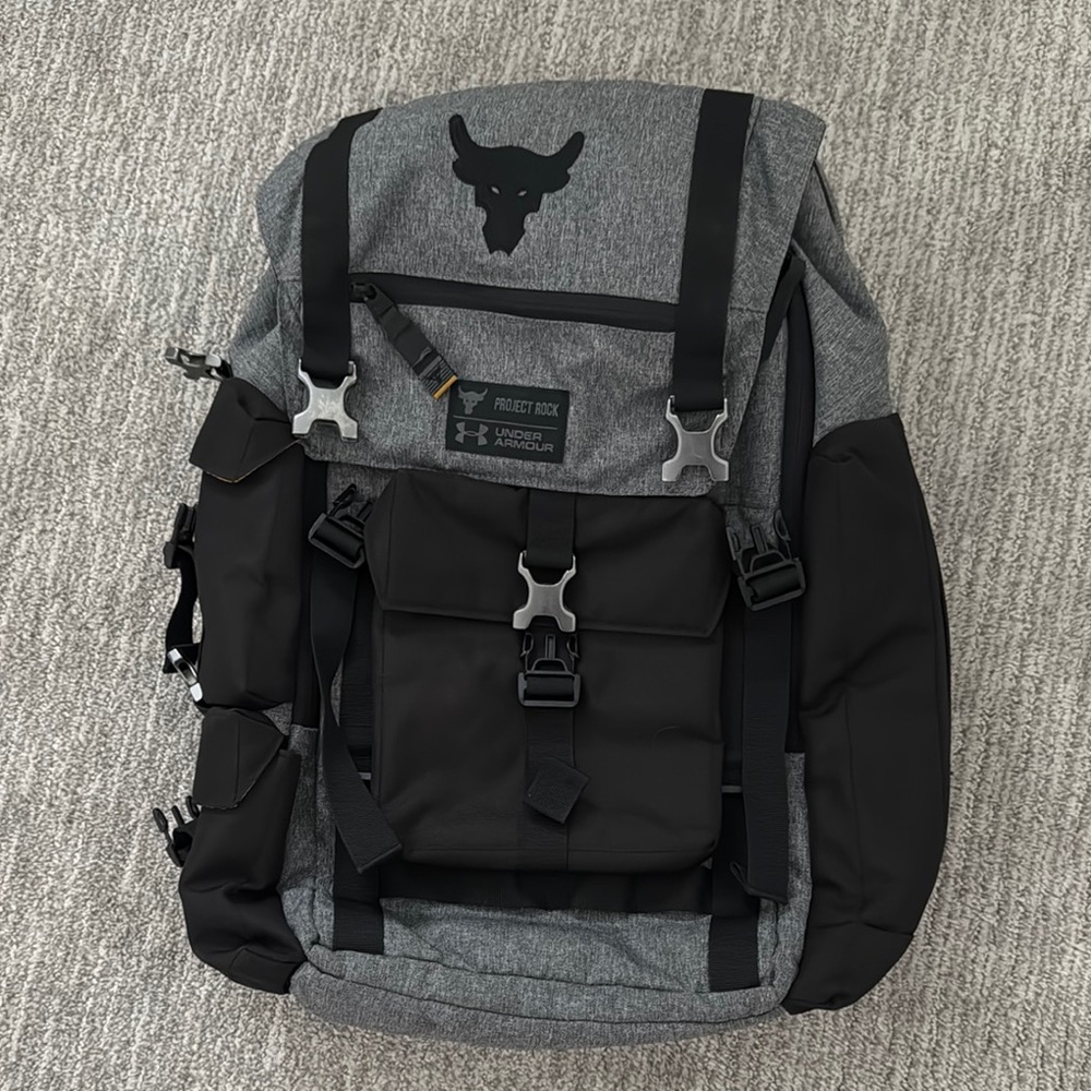 Under Armour Project Rock Gray and Black Backpack
